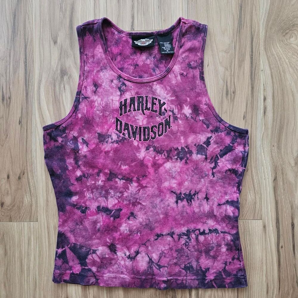 Harley Davidson purple/pink tie-dye tank top Size M